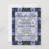 Elegante silberblaue, elegante Retrofloralen Save The Date (Vorderseite)
