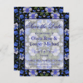 Elegante silberblaue, elegante Retrofloralen Save The Date (Vorne/Hinten)