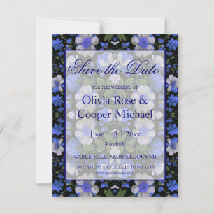 Elegante silberblaue, elegante Retrofloralen Save The Date