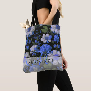 Elegante silberblaue, elegante Retrofloralen Tasche