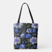 Elegante silberblaue, elegante Retrofloralen Tasche (Rückseite)