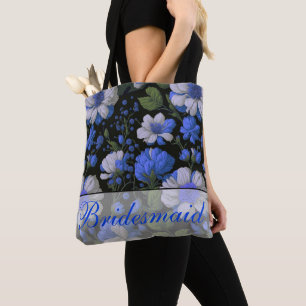 Elegante silberblaue, elegante Retrofloralen Tasche