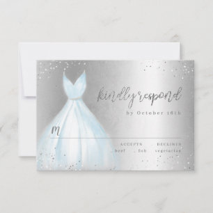 Elegante silberblaue Kleid Quinceañera RSVP Karte