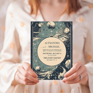 Elegante Silberblaue Tarot-Hochzeit Einladung