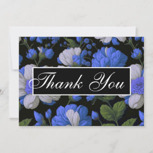 Elegante silberblaue weiße elegante Retro-Blumen Einladung