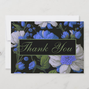 Elegante silberblaue weiße elegante Retro-Blumen Einladung