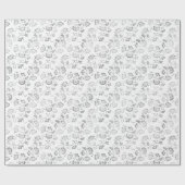 Elegante Silberblumen Geschenkpapier (Flach)
