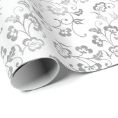 Elegante Silberblumen Geschenkpapier (Rolleneckpunkt)