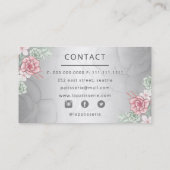 Elegante Silberblush Blues Hochzeitskuchenmacher Visitenkarte (Rückseite)