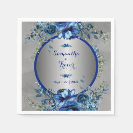 Elegante Silberblüten Hochzeit Serviette