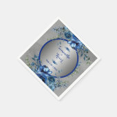 Elegante Silberblüten Hochzeit Serviette (Ecke)