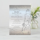 Elegante Silberbride, Diamanten-Brautparty Einladung (Stehend Vorderseite)