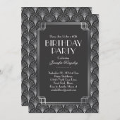 Elegante Silberfans Art Deco Einladung (Vorne/Hinten)