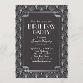 Elegante Silberfans Art Deco Einladung