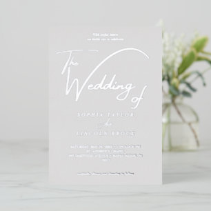 Elegante Silberfolie Graue Flourish-Hochzeit  Folieneinladung