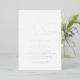 Elegante Silberfolie-Kalligrafie-Brautparty Folieneinladung