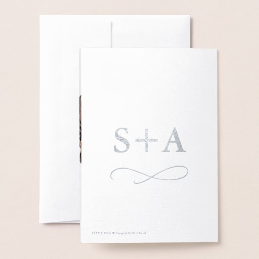 Elegante Silberfolie-Minimalistische Kalligraphie- Folienkarte (Rückseite mit Umschlag)