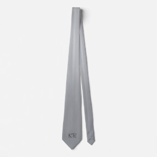 Elegante silbergraue klassische Monogramm-Initiale Krawatte