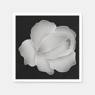 Elegante silbergraue Rose auf Schwarz oder einer b Serviette