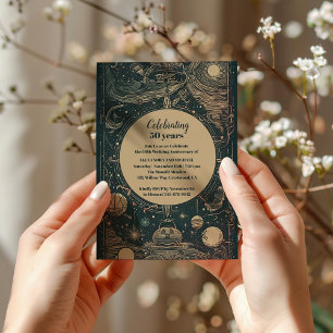Elegante silbergrüne Tarot-Hochzeitsjubiläumseinla Einladung