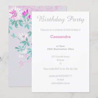 ELEGANTE SILBERHALTUNG AQUA UND WEISSE BLUME EINLADUNG