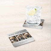 Elegante Silberhochzeitfotocollage Save the Date Rechteckiger Pappuntersetzer (Vor Ort)