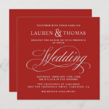 Elegante Silberkalligrafie auf der Rich Red Weddin