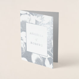 Elegante Silberlemonen und Foliage Hochzeit Real Folienkarte