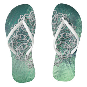 Elegante Silbermandala-Flip-Flops Badesandalen