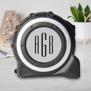 Elegante silberne 3-Buchstaben-Monogramm-Initialen Maßband
