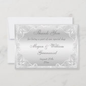 Elegante silberne Damast-Hochzeit danken Ihnen Dankeskarte (Rückseite)