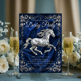 Elegante silberne Derby-Party-Einladung mit Pferd  Einladung