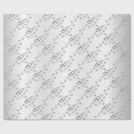 Elegante silberne Eheringe Geschenkpapier (Flach)