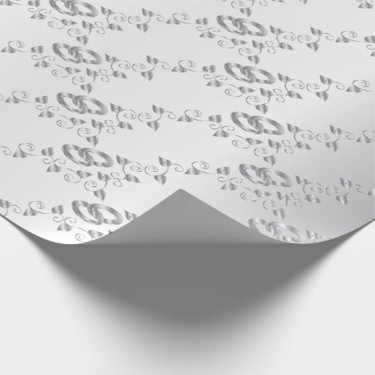 Elegante silberne Eheringe Geschenkpapier (Ecke)