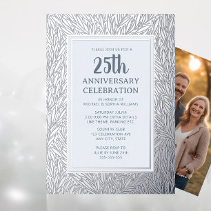 Elegante silberne Einladung zum 25. Hochzeitstag