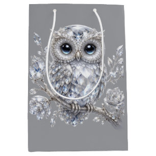 Elegante silberne Eulen-Botanik-Magie-Nacht-Dekora Mittlere Geschenktüte