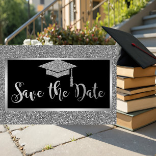 Elegante silberne Glitter-Abschluss-Save-the-Date- Save The Date