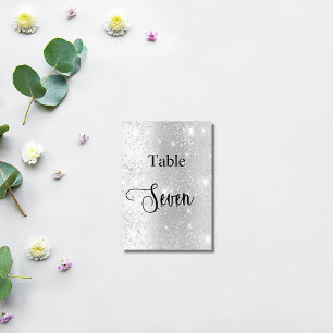 Elegante silberne Glitter-Kalligrafie-Tisch sieben Tischnummer