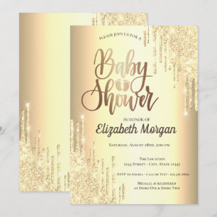 Elegante silberne Glitter-Tropfen Rosen-Gold Einladung