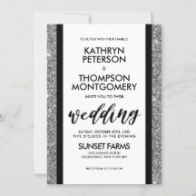 Elegante silberne Glitter-Vintage-Hochzeitseinladu