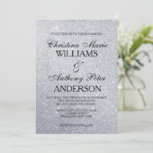 Elegante silberne Glitzer-Hochzeits-Einladung Einladung (Stehend Vorderseite)