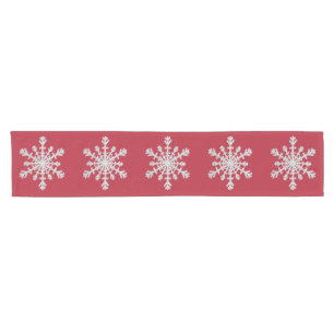 Elegante silberne Glitzer-Schneeflocke auf Kurzer Tischläufer