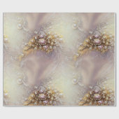 Elegante silberne goldene Federn, Perlen und Perle Geschenkpapier (Flach)