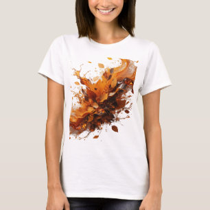 Elegante silberne HERBSTBLÄTTER IN KAFFEESPLASH T-Shirt