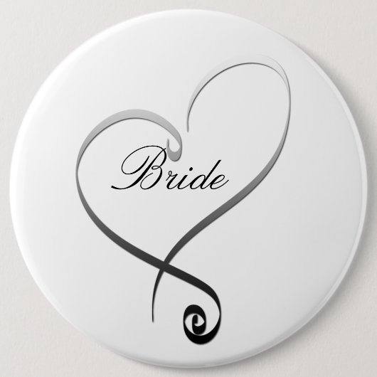 Elegante silberne Herz DIY Schablone Button (Vorderseite)