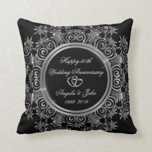 Elegante silberne Herzen 50. Hochzeitstag Kissen