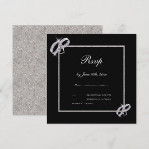 Elegante silberne Hochzeitsringe Hochzeit RSVP Einladung