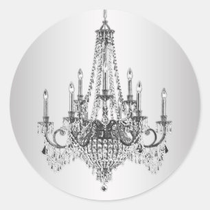 Elegante silberne Kronleuchter-Aufkleber Runder Aufkleber