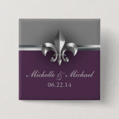 Elegante silberne lila Lilie Button (Vorderseite)