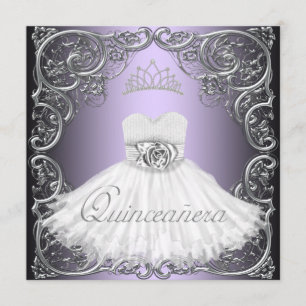 Elegante silberne lila Quinceanera-Einladungen Einladung